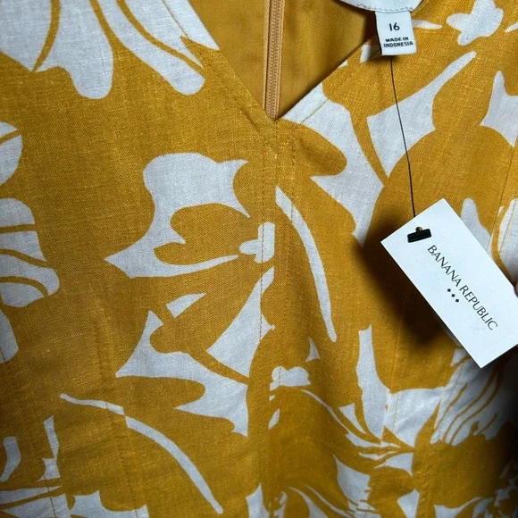 NWT Banana Republic Yellow Floral Mini Dress - Picture 6 of 6